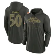 Men's Adisa Isaac Baltimore Ravens Green Forest/ 2025 Salute to Service Sideline Lightweight Hooded Pullover Long Sleeve T-Shirt