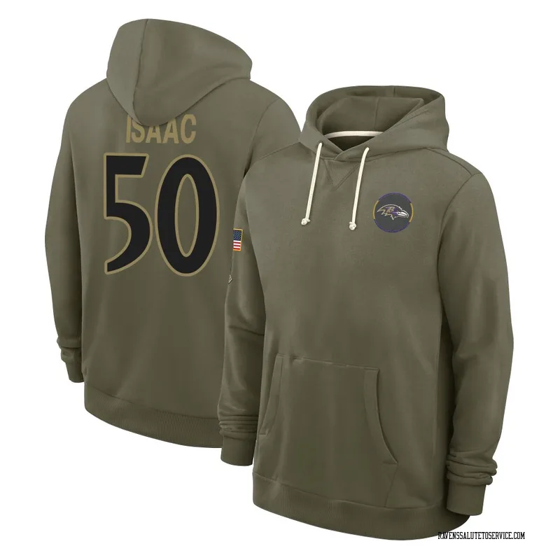 Men's Adisa Isaac Baltimore Ravens Olive 2025 Salute to Service Hoodie