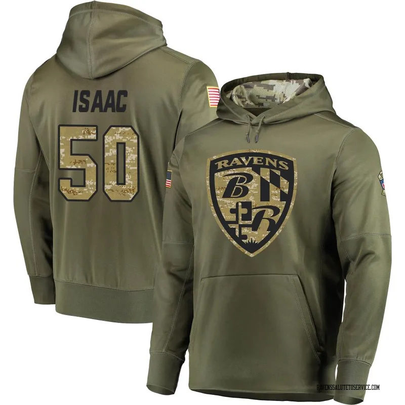 Men's Adisa Isaac Baltimore Ravens Olive Salute to Service Pullover Hoodie