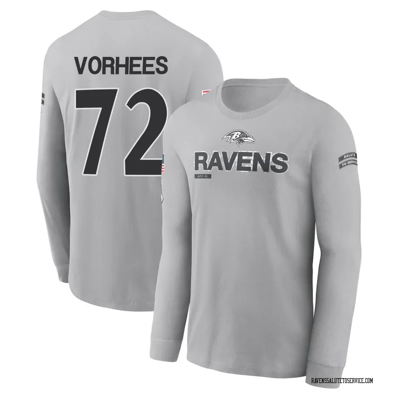 Men's Andrew Vorhees Baltimore Ravens Gray 2024 Salute to Service Long Sleeve T-Shirt