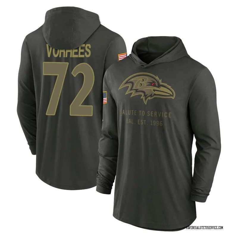Men's Andrew Vorhees Baltimore Ravens Green Forest/ 2025 Salute to Service Sideline Lightweight Hooded Pullover Long Sleeve T-Sh