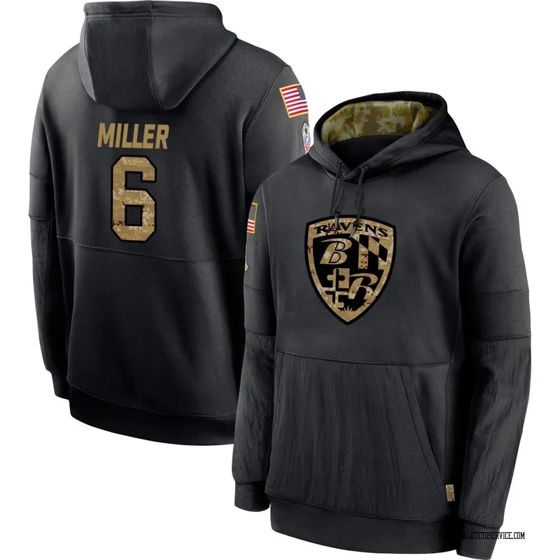 Men's Anthony Miller Baltimore Ravens Black 2020 Salute to Service Sideline Performance Pullover Hoodie