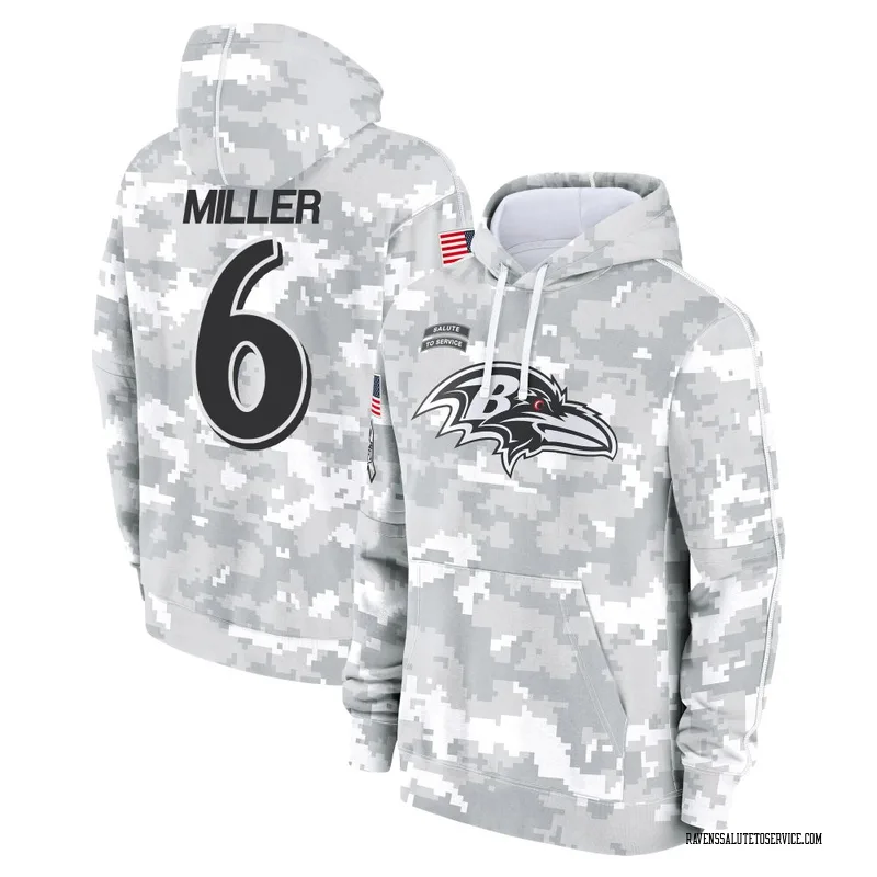 Men's Anthony Miller Baltimore Ravens Camo Arctic 2024 Salute to Service Club Fleece Pullover Hoodie
