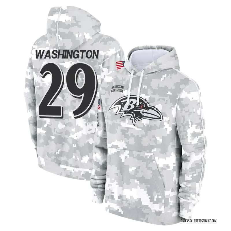 Men's Ar'Darius Washington Baltimore Ravens Camo Arctic 2024 Salute to Service Club Fleece Pullover Hoodie