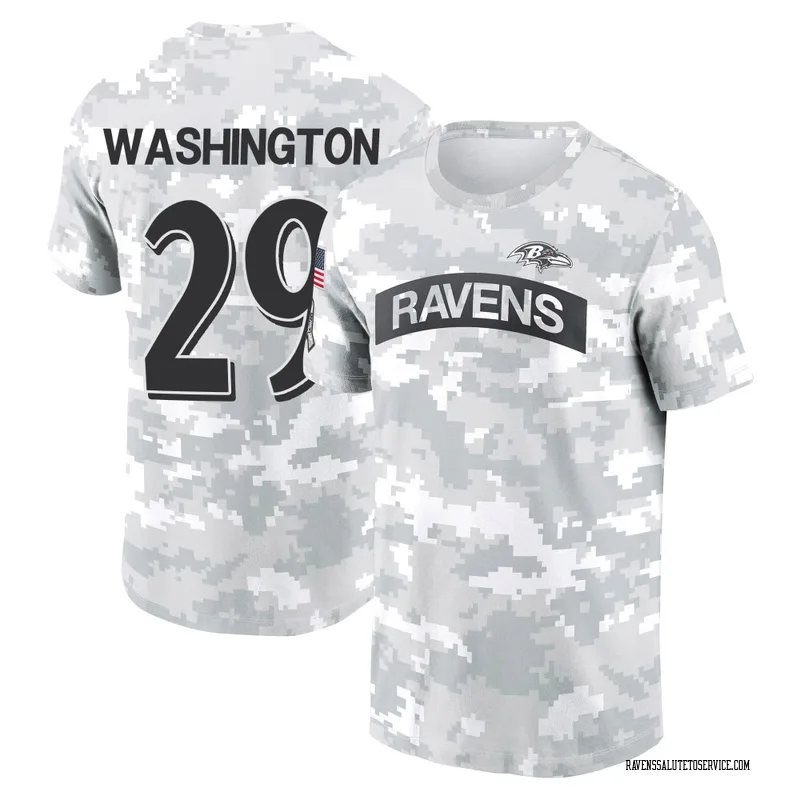 Men's Ar'Darius Washington Baltimore Ravens Camo Arctic 2024 Salute to Service Performance T-Shirt