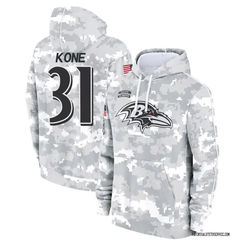 Men's Bilhal Kone Baltimore Ravens Camo Arctic 2024 Salute to Service Club Fleece Pullover Hoodie