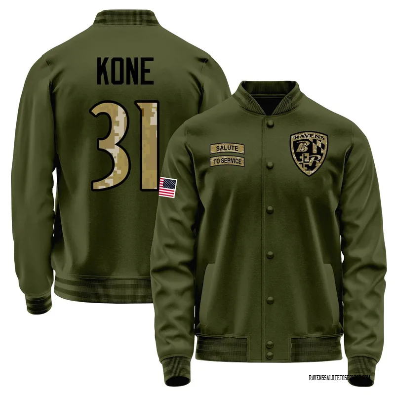 Men's Bilhal Kone Baltimore Ravens Olive Salute to Service Sideline Performance Jacket