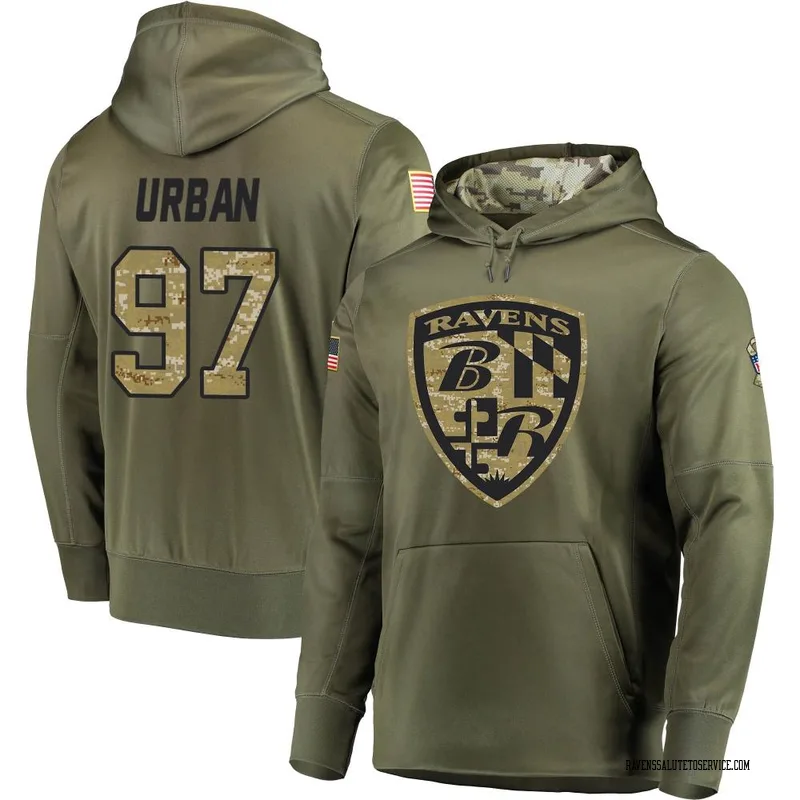 Men's Brent Urban Baltimore Ravens Olive Salute to Service Pullover Hoodie