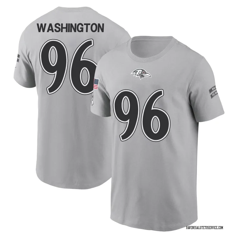 Men's Broderick Washington Baltimore Ravens Gray 2024 Salute to Service Name & Number T-Shirt