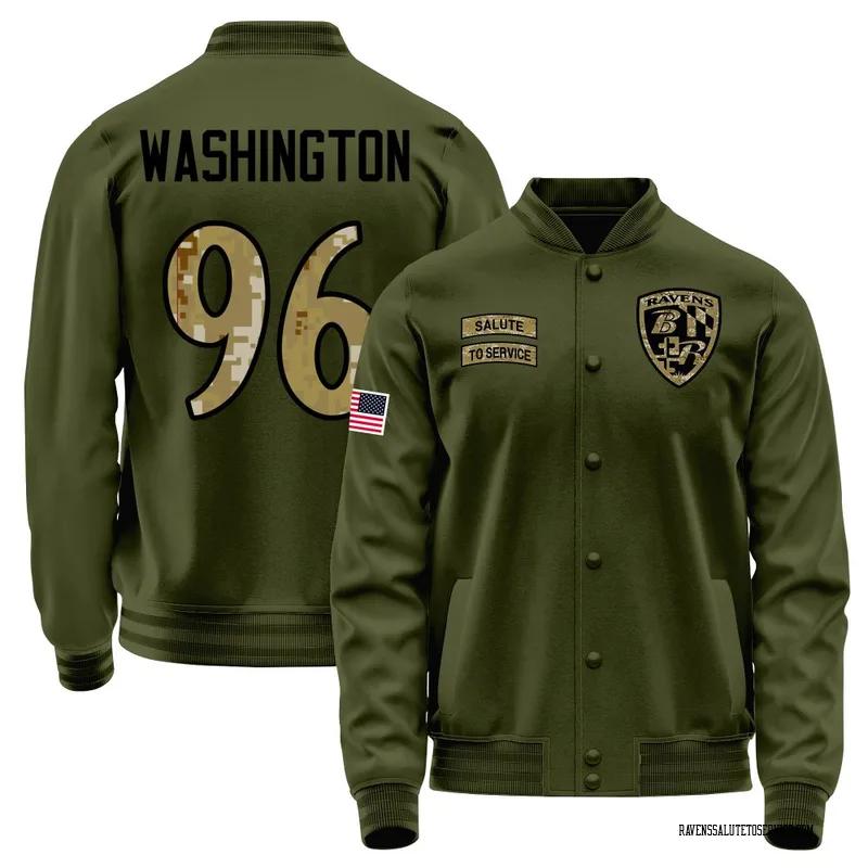 Men's Broderick Washington Baltimore Ravens Olive Salute to Service Sideline Performance Jacket