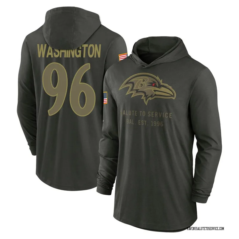 Men's Broderick Washington Jr. Baltimore Ravens Green Forest/ 2025 Salute to Service Sideline Lightweight Hooded Pullover Long S