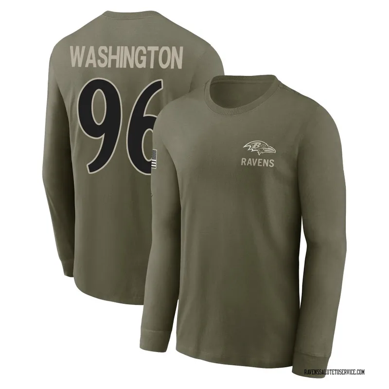 Men's Broderick Washington Jr. Baltimore Ravens Olive 2025 Salute to Service Sideline Long Sleeve T-Shirt
