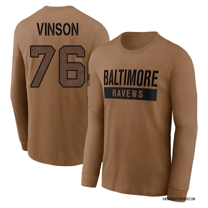 Men's Carson Vinson Baltimore Ravens Brown / 2023 Salute To Service Long Sleeve T-Shirt