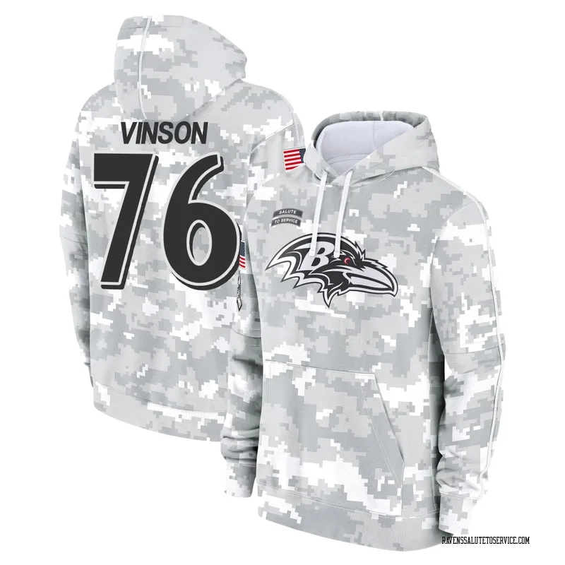 Men's Carson Vinson Baltimore Ravens Camo Arctic 2024 Salute to Service Club Fleece Pullover Hoodie