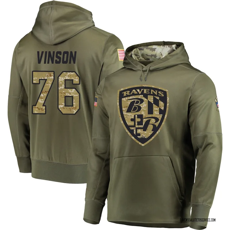 Men's Carson Vinson Baltimore Ravens Olive Salute to Service Pullover Hoodie