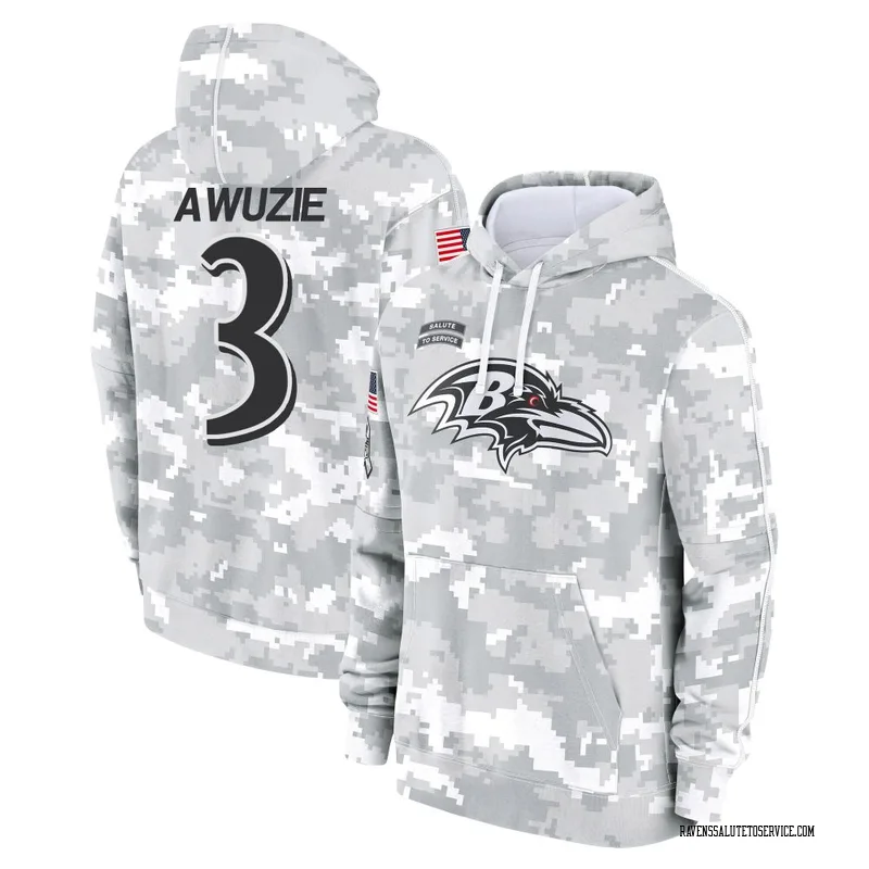 Men's Chidobe Awuzie Baltimore Ravens Camo Arctic 2024 Salute to Service Club Fleece Pullover Hoodie