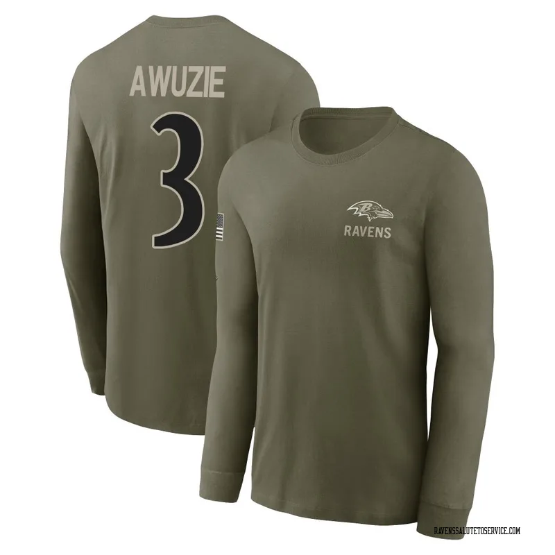 Men's Chidobe Awuzie Baltimore Ravens Olive 2025 Salute to Service Sideline Long Sleeve T-Shirt