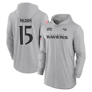 Men's Cooper Rush Baltimore Ravens Gray 2024 Salute to Service Lightweight Performance Long Sleeve Hooded T-Shirt