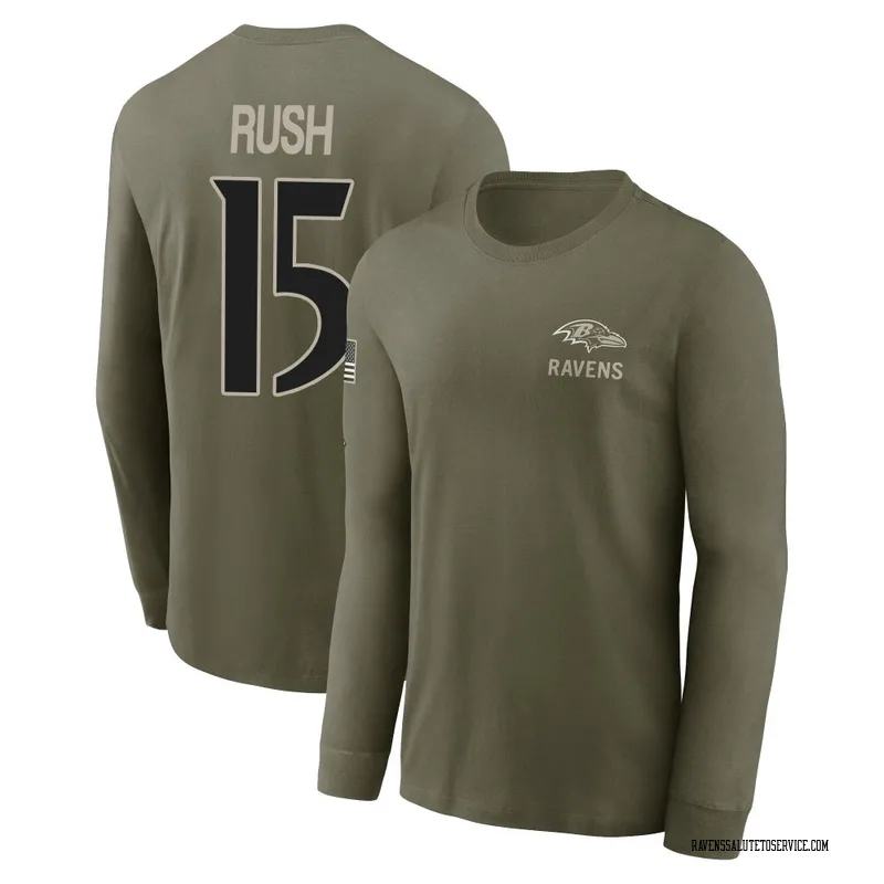Men's Cooper Rush Baltimore Ravens Olive 2025 Salute to Service Sideline Long Sleeve T-Shirt