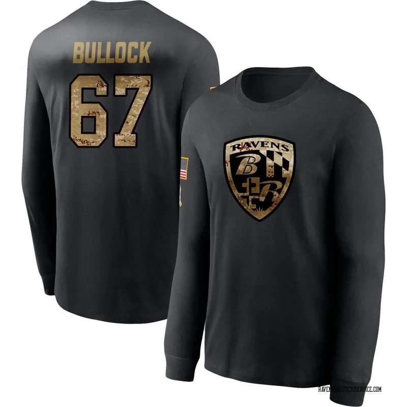 Men's Corey Bullock Baltimore Ravens Black 2020 Salute To Service Sideline Performance Long Sleeve T-Shirt