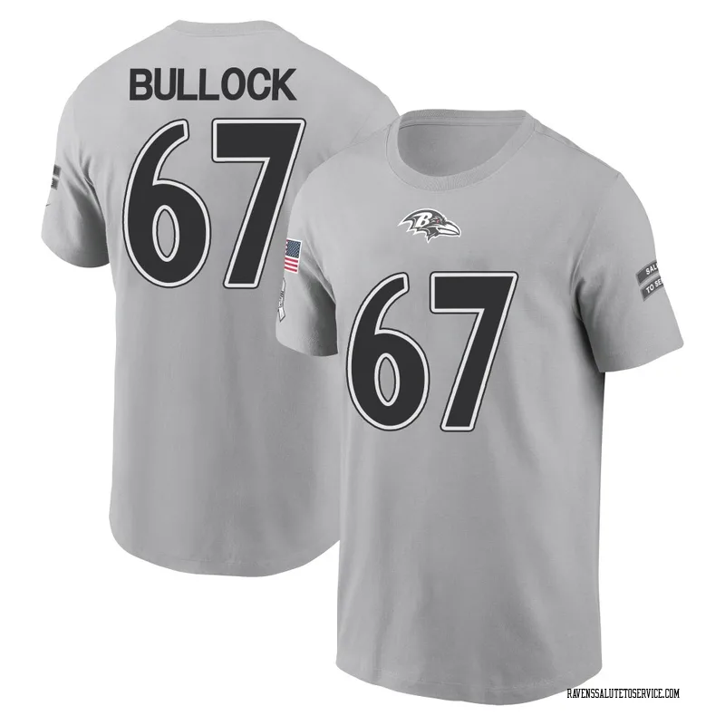 Men's Corey Bullock Baltimore Ravens Gray 2024 Salute to Service Name & Number T-Shirt