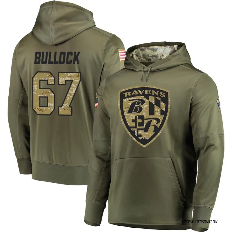 Men's Corey Bullock Baltimore Ravens Olive Salute to Service Pullover Hoodie