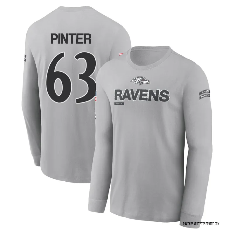 Men's Danny Pinter Baltimore Ravens Gray 2024 Salute to Service Long Sleeve T-Shirt