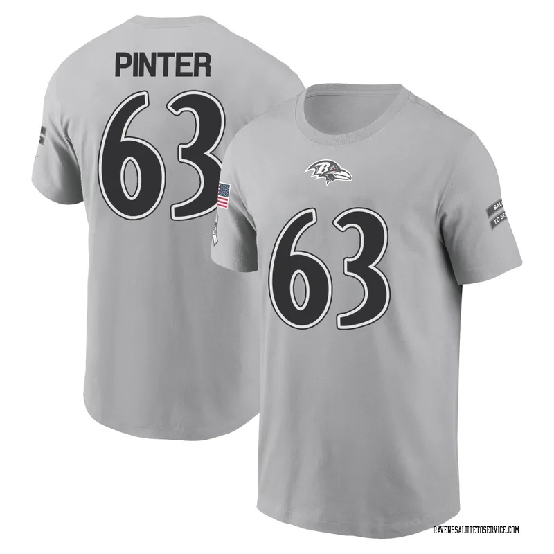 Men's Danny Pinter Baltimore Ravens Gray 2024 Salute to Service Name & Number T-Shirt