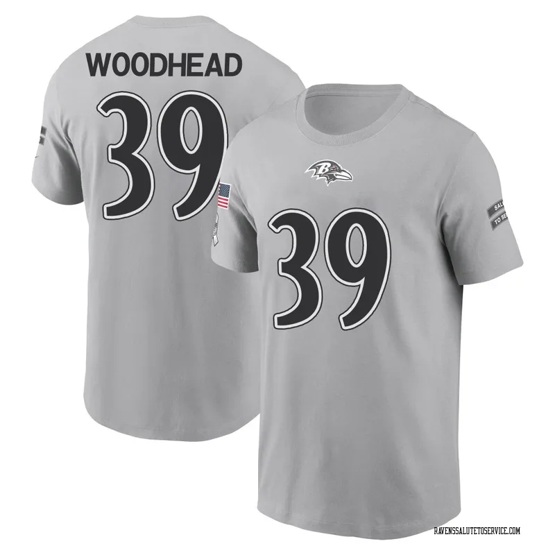 Men's Danny Woodhead Baltimore Ravens Gray 2024 Salute to Service Name & Number T-Shirt