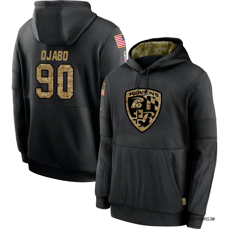 Men's David Ojabo Baltimore Ravens Black 2020 Salute to Service Sideline Performance Pullover Hoodie