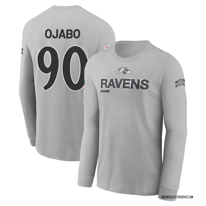 Men's David Ojabo Baltimore Ravens Gray 2024 Salute to Service Long Sleeve T-Shirt