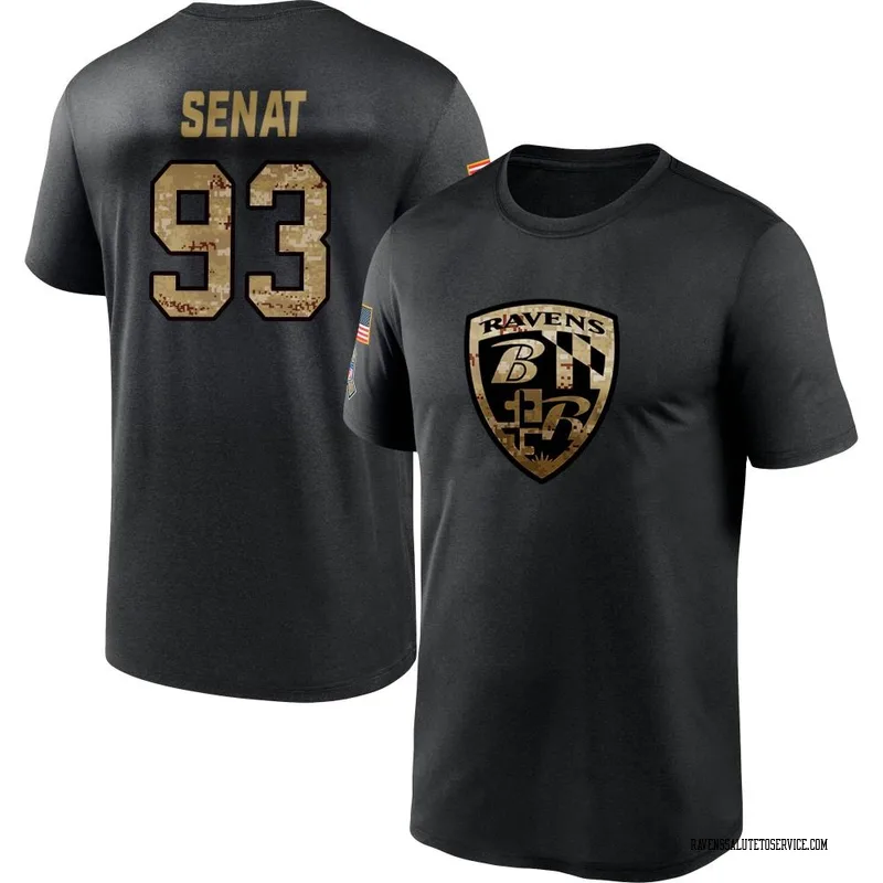 Men's Deadrin Senat Baltimore Ravens Black 2020 Salute To Service Performance T-Shirt