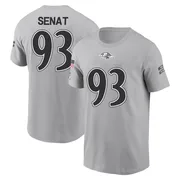 Men's Deadrin Senat Baltimore Ravens Gray 2024 Salute to Service Name & Number T-Shirt