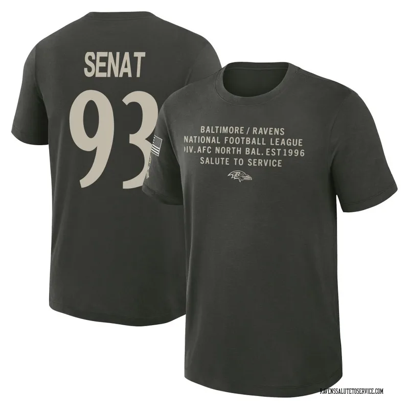 Men's Deadrin Senat Baltimore Ravens Green Dark/ 2025 Salute to Service Sideline Slub T-Shirt
