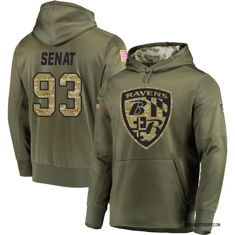 Men's Deadrin Senat Baltimore Ravens Olive Salute to Service Pullover Hoodie