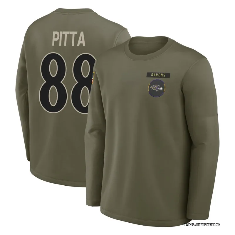 Men's Dennis Pitta Baltimore Ravens Olive 2025 Salute to Service Sideline Coaches Long Sleeve T-Shirt
