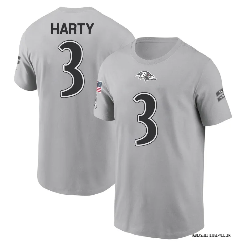 Men's Deonte Harty Baltimore Ravens Gray 2024 Salute to Service Name & Number T-Shirt