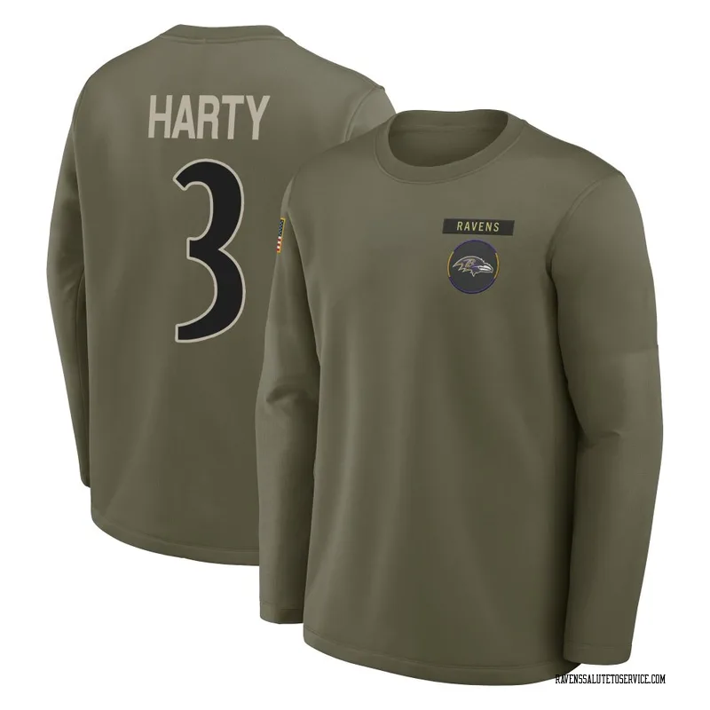 Men's Deonte Harty Baltimore Ravens Olive 2025 Salute to Service Sideline Coaches Long Sleeve T-Shirt