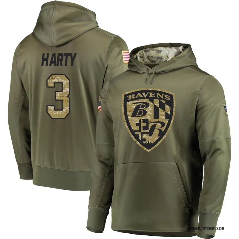 Men's Deonte Harty Baltimore Ravens Olive Salute to Service Pullover Hoodie