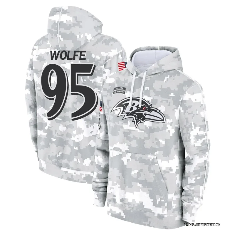 Men's Derek Wolfe Baltimore Ravens Camo Arctic 2024 Salute to Service Club Fleece Pullover Hoodie