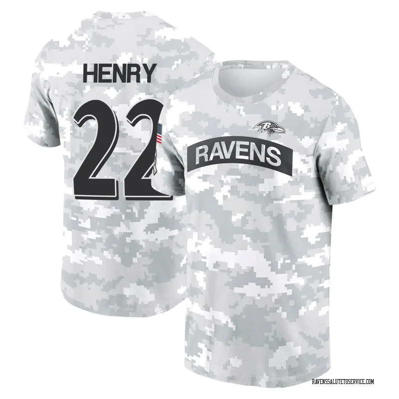Men's Derrick Henry Baltimore Ravens Camo Arctic 2024 Salute to Service Performance T-Shirt