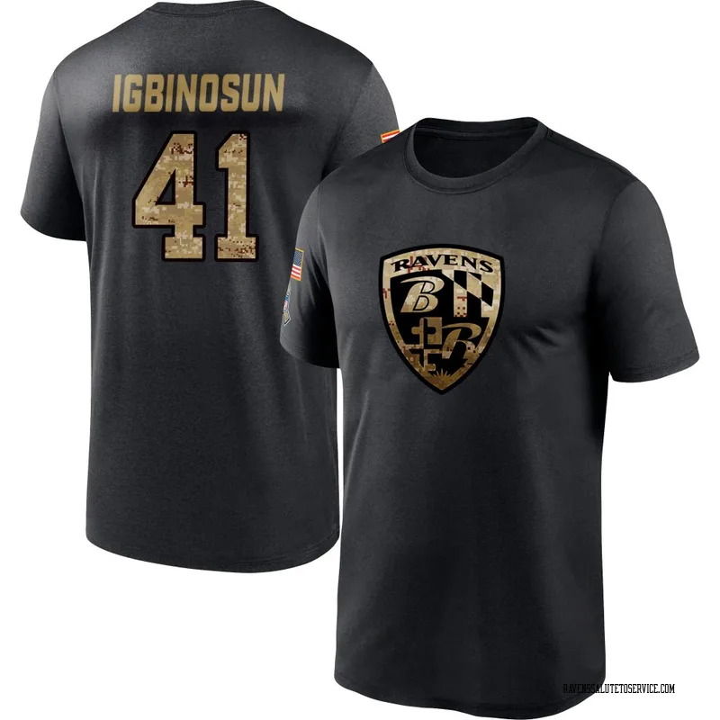 Men's Desmond Igbinosun Baltimore Ravens Black 2020 Salute To Service Performance T-Shirt