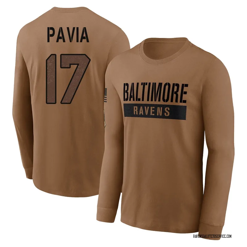Men's Diego Pavia Baltimore Ravens Brown / 2023 Salute To Service Long Sleeve T-Shirt
