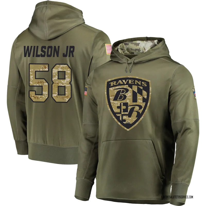 Men's Dion Wilson Jr. Baltimore Ravens Olive Salute to Service Pullover Hoodie
