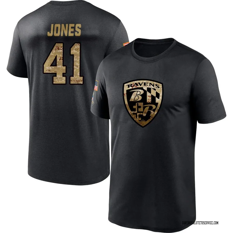 Men's Dre'Mont Jones Baltimore Ravens Black 2020 Salute To Service Performance T-Shirt