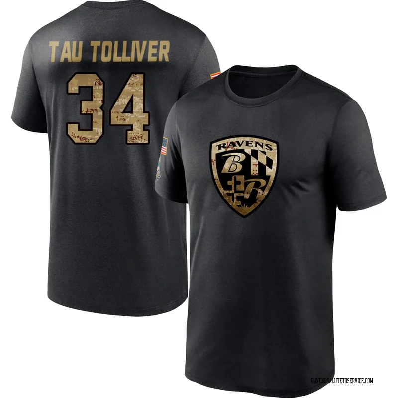 Men's Elijah Tau-Tolliver Baltimore Ravens Black 2020 Salute To Service Performance T-Shirt