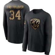 Men's Elijah Tau-Tolliver Baltimore Ravens Black 2020 Salute To Service Sideline Performance Long Sleeve T-Shirt