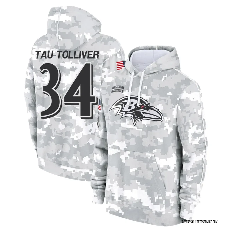 Men's Elijah Tau-Tolliver Baltimore Ravens Camo Arctic 2024 Salute to Service Club Fleece Pullover Hoodie