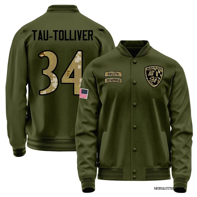 Men's Elijah Tau-Tolliver Baltimore Ravens Olive Salute to Service Sideline Performance Jacket