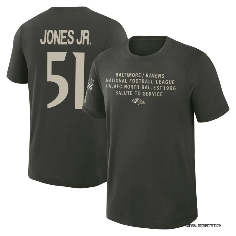 Men's Emery Jones Jr. Baltimore Ravens Green Dark/ 2025 Salute to Service Sideline Slub T-Shirt